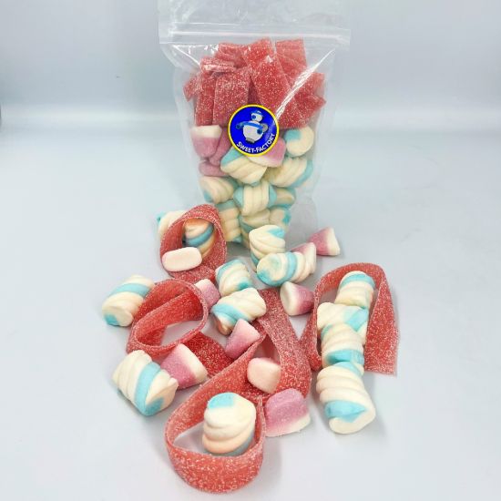 Sweet Mix Marshmallow Strawberry Cake and Sour Belts